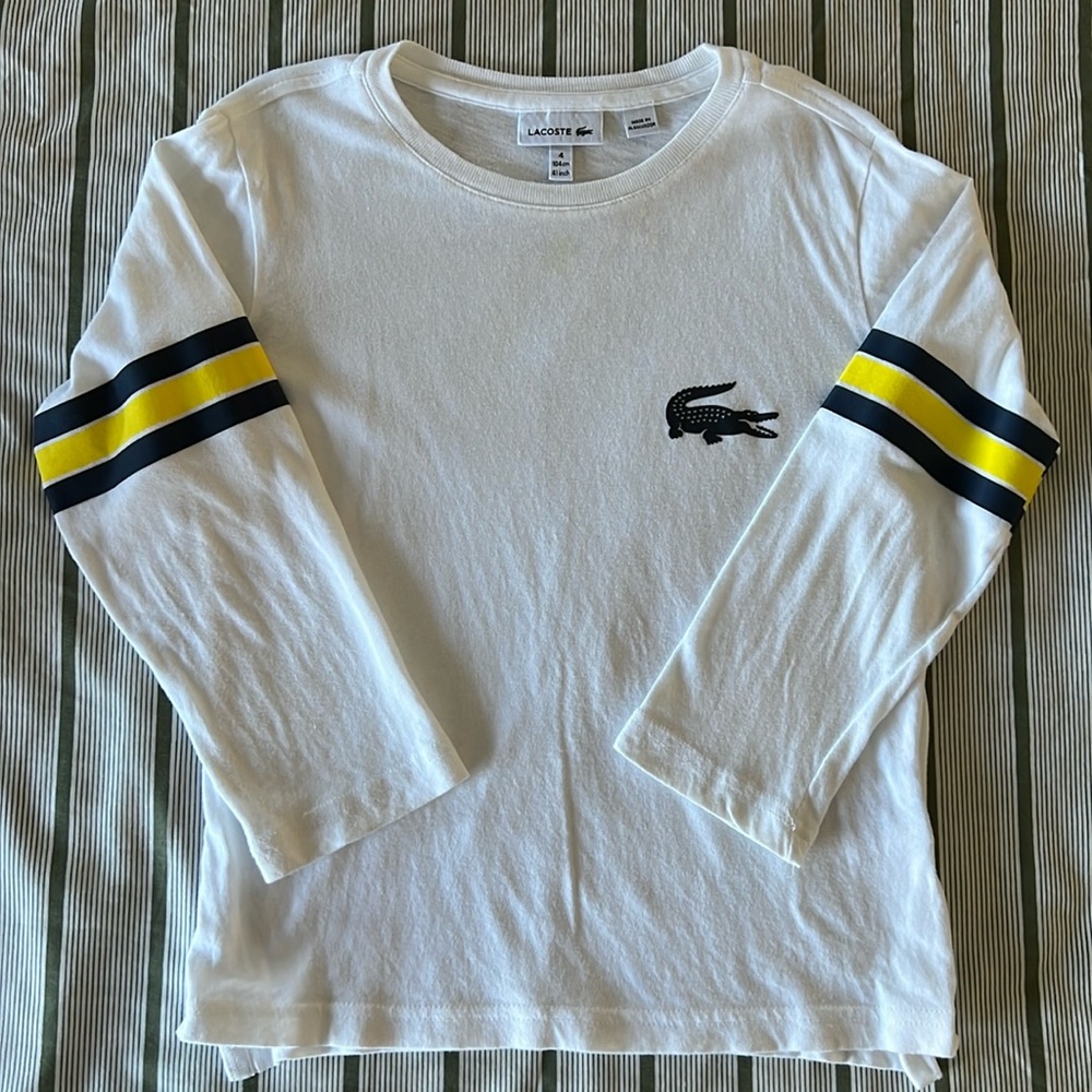 Kids Lacoste Long Sleeve T shirt size 4